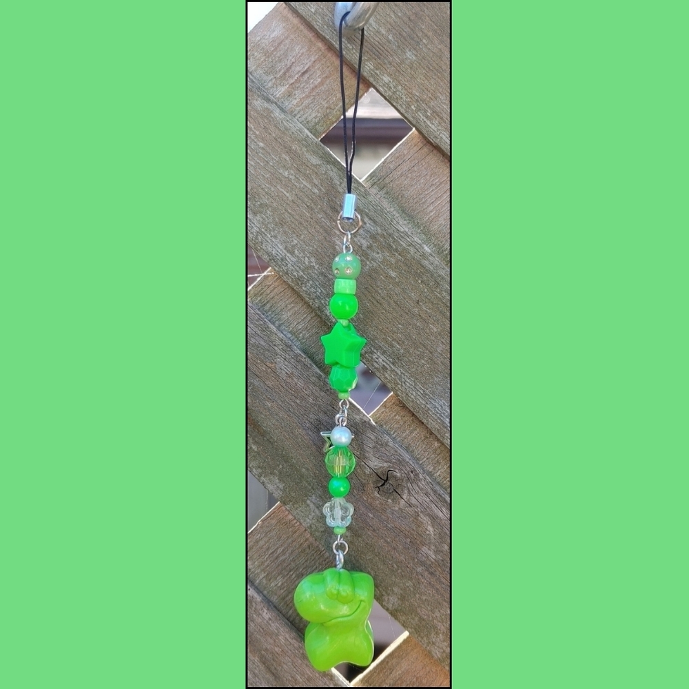 Green Crazy Bones Beaded Charm